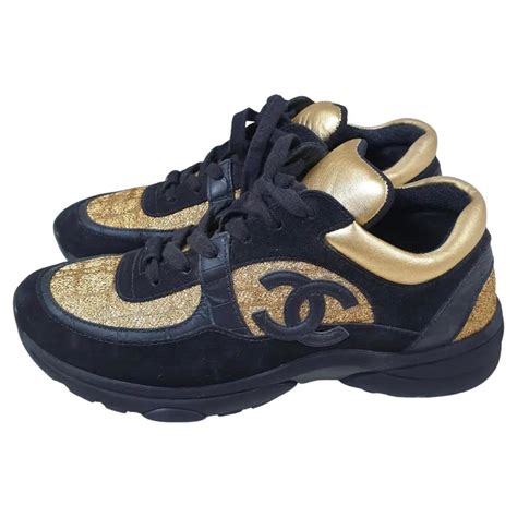 black and gold chanel sneakers|Chanel black sneakers neiman marcus.